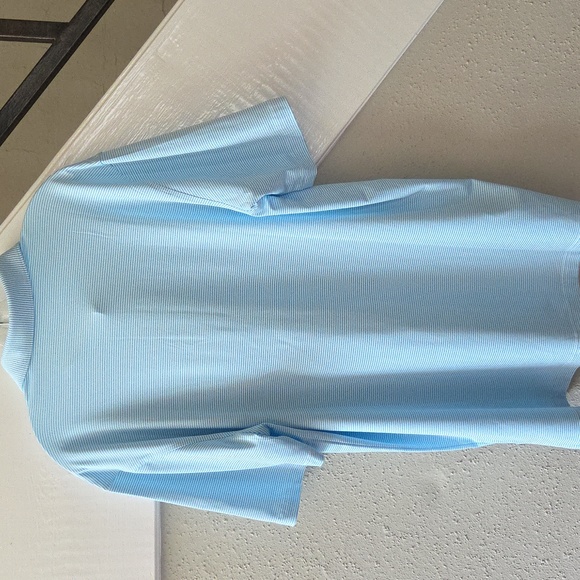 Beautiful Men's Turquoise And White Striped Golf Shirt In New Perfect Condition! - Picture 5 of 14